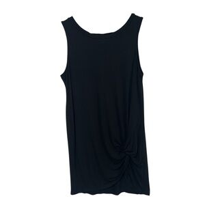 Lovefire Black Sleeveless Knit Top with Side Knot Asymmetrical Detail